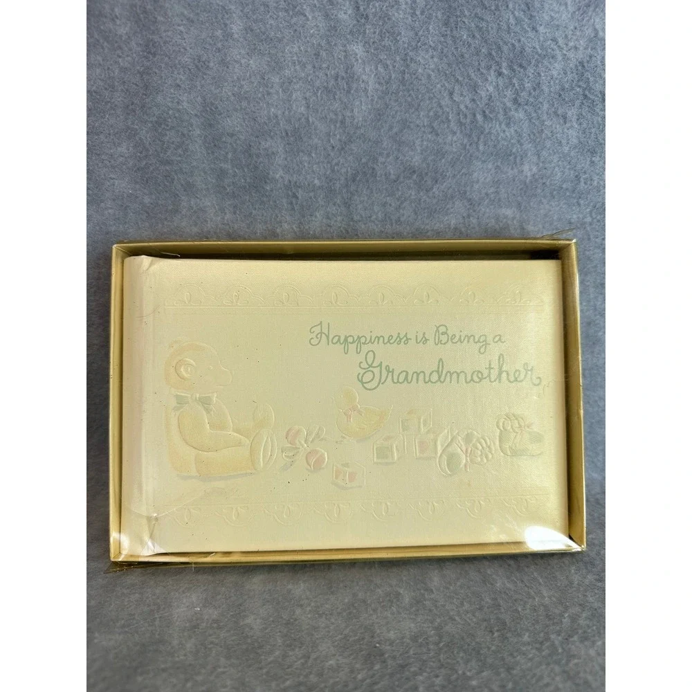 VTG C R Gibson Baby Photo Album Memory Book Happiness is Being a Grandmother New